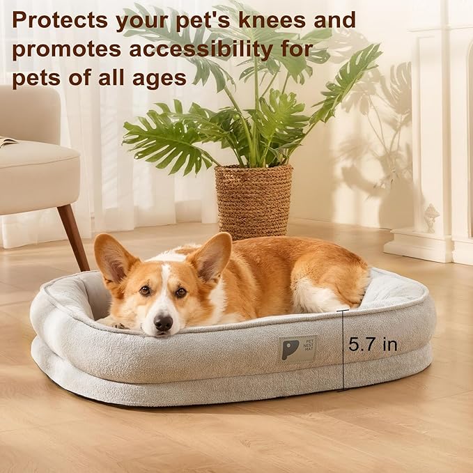 Orthopedic Dog Bed for Medium Dog,Washable with Removable Cover&Non-Slip Bottom Couch Bed with Four-Sided Cushions Grey M