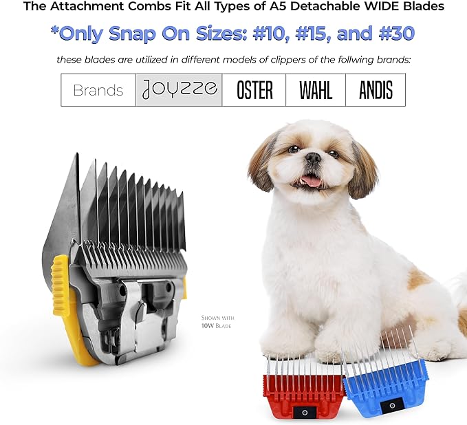 A Series Wide 10mm 3/8" Metal Comb - Professional Dog Grooming Blades for Smooth Coat, Durable and Precise for Trimming and Finishing, Compatible with A Series Clippers