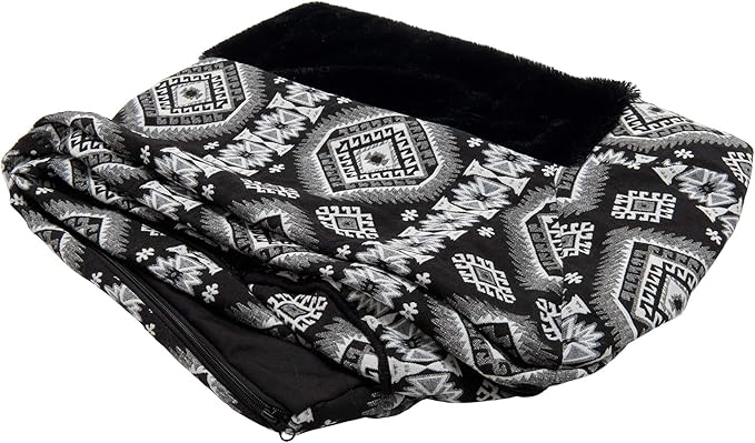 Furhaven Replacement Dog Bed Cover Plush & Southwest Kilim Décor Sofa-Style, Machine Washable - Black Medallion, Medium