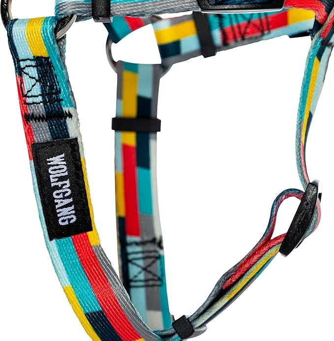 Wolfgang Heavy Duty Adjustable Dog Harness, Pull-Tested to Over 800 lbs for Walking & Training, Mixtape Print, Large