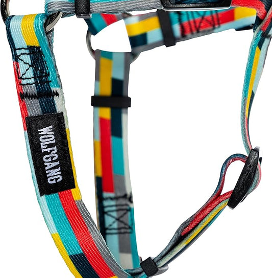 Wolfgang Heavy Duty Adjustable Dog Harness, Pull-Tested to Over 800 lbs for Walking & Training, Mixtape Print, X-Large