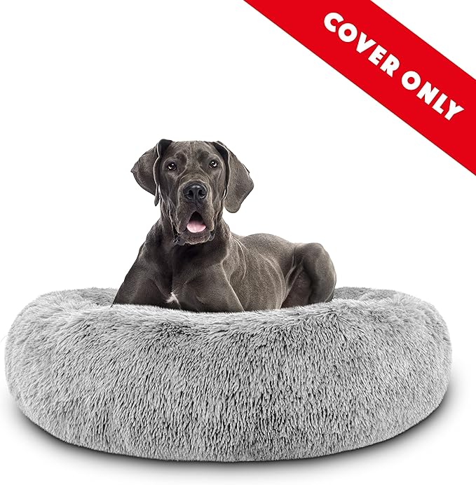 The Dog's Bed Replacement Cover ONLY for The Dog’s Bed Sound Sleep Donut Dog Bed, Silver Grey Fur XXL, Veterinary Approved