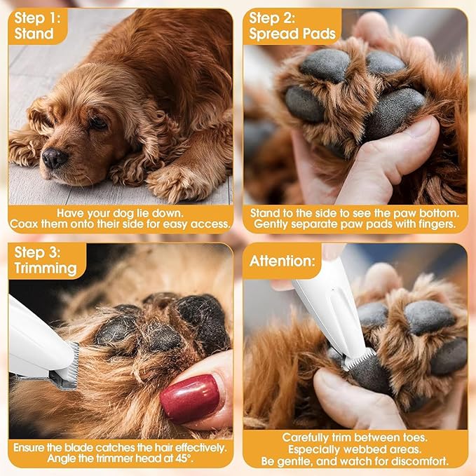 2PCs Dog Paw Trimmer with LED Light,35dB Low Noise Precision Pet Paw Trimmer for Dogs Cats Grooming Clippers,Safety Electric Paw Hair Trimmer for Paws,Ears,Rump,Face,Eyes,Dog Christmas Gifts