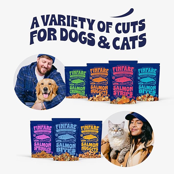 Finfare Freeze Dried Dog Treats, Salmon Nuggets, Protein & Omega-3s, Grain Free Salmon Dog Training Treats, Crafted in USA, 2oz