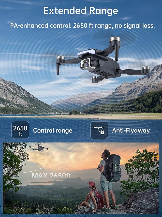 CHUBORY A77 Brushless Motor Drone with Camera for Adults 4K HD, 2650 FT Long-Distance Control, 84 Min Flight Duration, WiFi FPV Quadcopter, Auto Hover, Follow Me Function, 3 Batteries for Beginners
