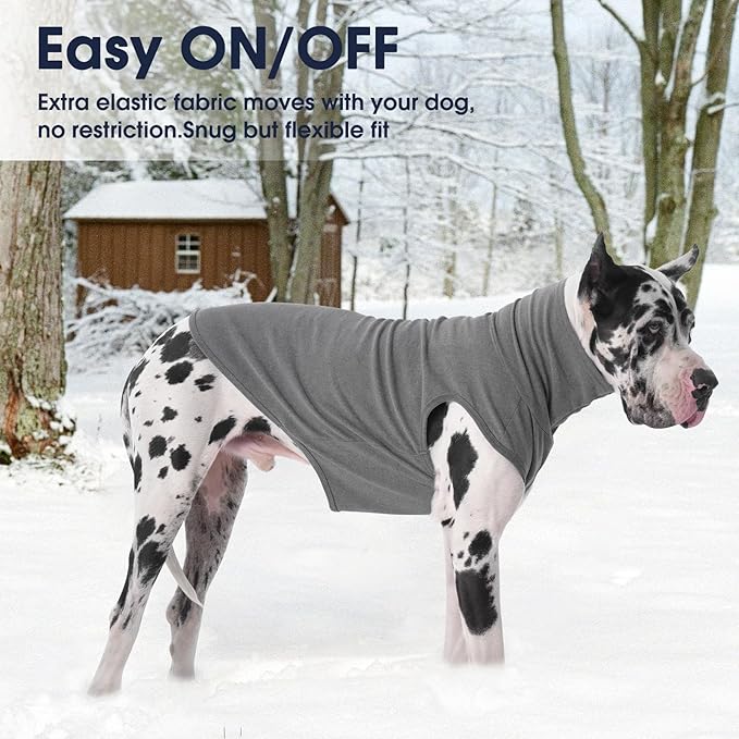 IECOii XL Dog Sweater - Stretch Fleece Vest with Turtleneck - Grey,X-Large, Warm Pullover Dog Fleece Coat for Large Dogs - Christmas Pet Sweatshirt for Boys & Girls, Machine Washable