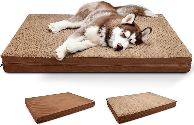 Sytopia Washable Indestructible 37" Dog Bed for Large Dogs – Double-Sided Plush, Waterproof, Removable Cover, Thick Orthopedic Support, Durable Multi- Size Comfort Clearance Indoor Flat Dog Bed