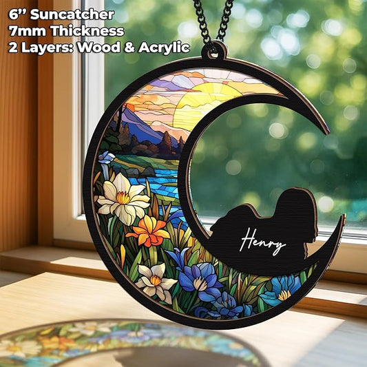 6'' Lhasa Apso Dog Memorial Suncatcher & Pet Lover Sign Gift Personalized Dog Name Ornament Window Hanging Pet of Loss Dog Sympathy Gift for Dog Lovers Car Hanging SCD-B11-6-78