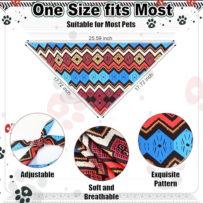 Amylove 120 Pcs Christmas Dog Bandanas Bulk Thanksgiving Day Holiday Triangle Dog Pack Puppy Kerchief Bandana Adjustable Pet Scarf for Pet Cat Costume Accessories Decor(Geometry)