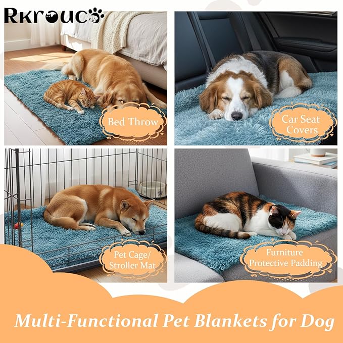 Pets Bed Blanket Dogs Reversible Soft Dog Throw Blankets Cats Mat Sleeper Fuzzy Pet Couch Covers Washable Cat Puppy Cover for Beds Sofa Travel Double Sided Furniture Protection (Colorful Blue,S)