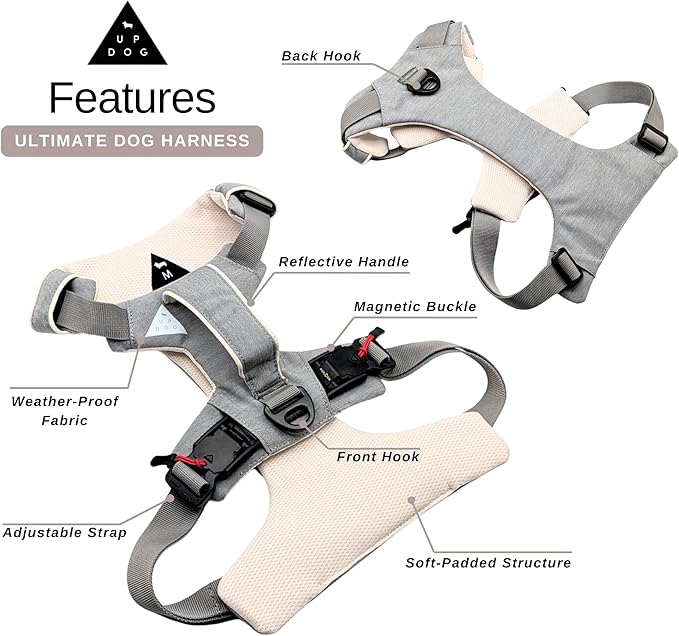 Effortless No-Pull Dog Harness with Magnetic Buckle – One-Hand On/Off Comfort Fit for Small, Medium & Large Breeds | Soft Padded, Adjustable, and Durable by Up Dog Shop (Small)