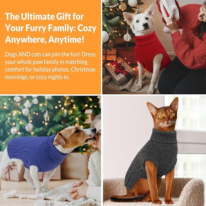 Dog Sweater Pullover, Cable Knit Dog Christmas Sweater, Dogs Sweaters for Small Medium Large Dogs with Harness Hole,Puppy Sweaters Boy Or Girl(Wine Red,XXL)