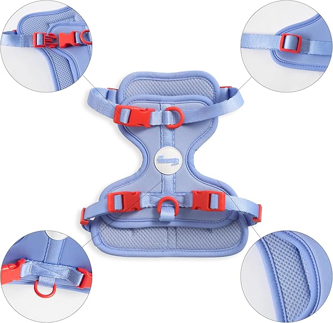 HNS1001E Arlo Small Adjustable Soft Padded No Pull Pet Harness with 3 Buckles and 3 Leash Clips, Sangria