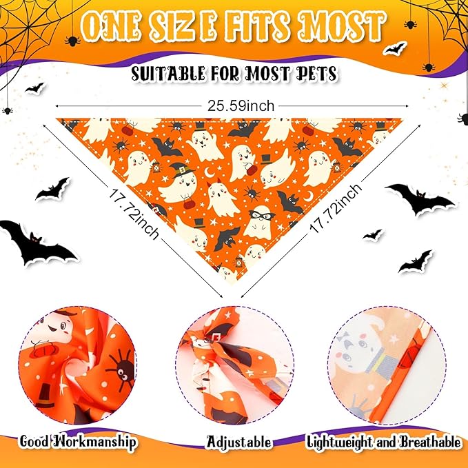 Amylove 120 Pcs Christmas Dog Bandanas Bulk Thanksgiving Day Holiday Triangle Dog Pack Puppy Kerchief Bandana Adjustable Pet Scarf for Pet Cat Costume Accessories Decor(Skeleton)