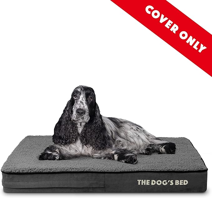 The Dog's Bed Replacement Outer Cover ONLY (Outer Cover ONLY - NO Bed, NO Waterproof Inner) for The Dog's Bed, Washable Plush Fabric, Medium 4 Inches (Grey Plush)