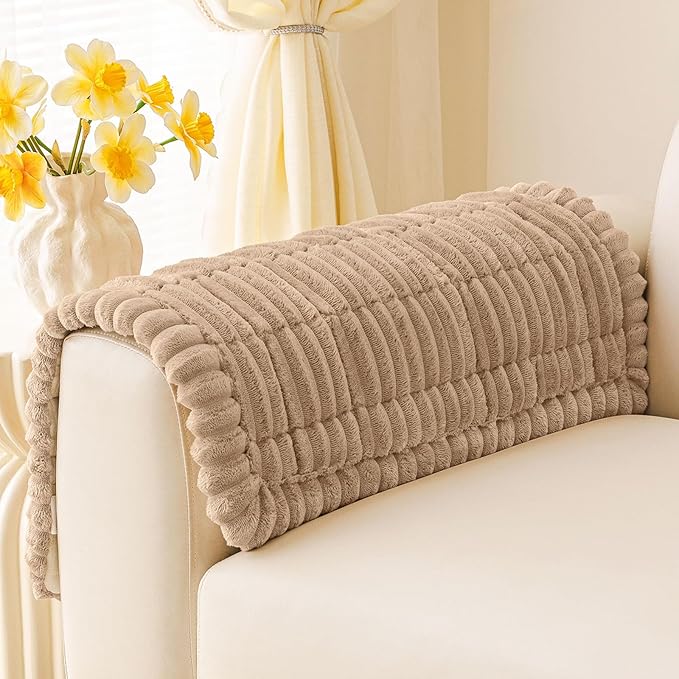 Smiry Couch Cover for Dogs Washable, Non Slip Fuzzy Pet Couch Covers for 3 Cushion Sofa Pet Friendly, Thick Soft Sofa Slipcovers Cushion Protector (Khaki, 27.6" x 27.6")