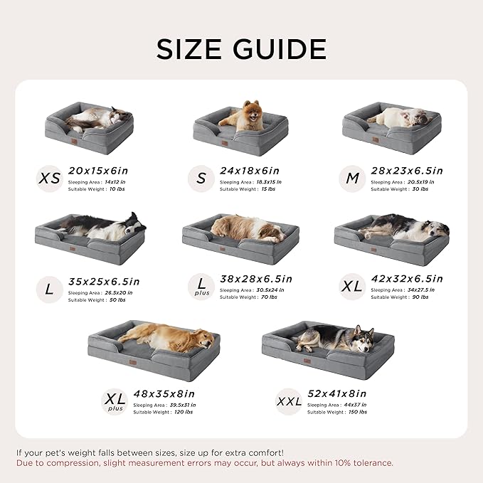 Bedsure XXL Orthopedic Dog Bed for Extra Large Dogs - Washable Giant Dog Cat Bed Waterproof, Comfort Dogs Couch Sofa with Washable Removable Cover, Pet Bed with Nonskid Bottom, Black, 52"