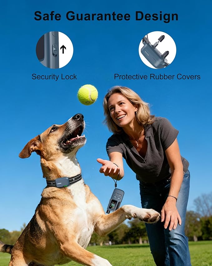 Jugbow Dog Shock Collar - 4200FT Dog Training Collar with Remote, IPX8 Waterproof Electric Dog Collar with 4 Training Modes, Security Lock, Rechargeable eCollar for 10-120lbs Dogs(DBU)