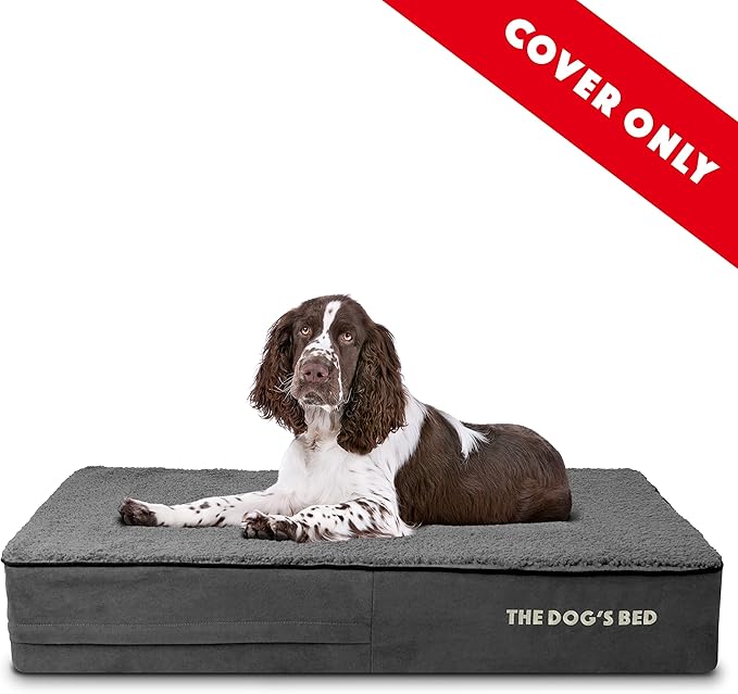 The Dog's Bed Replacement Outer Cover ONLY (Outer Cover ONLY - NO Bed, NO Waterproof Inner) for The Dog's Bed, Washable Plush Fabric, Large 6 Inches, Grey Plush