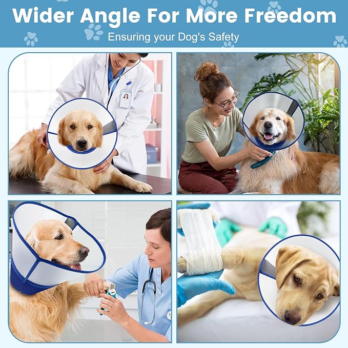Soft Dog Cone Collar for Dogs to Stop Licking,Breathable Pet Recovery Collar with Enhanced Support Design, Adjustable Dog Cone Collar for Large & Medium Dogs (Blue, S（Depth：5.7 Neck：10.24-11.81“）)