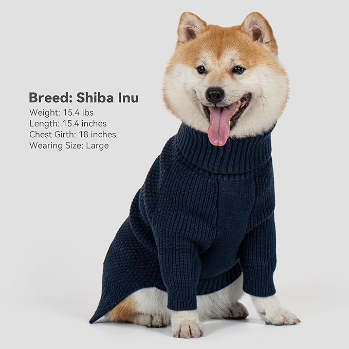 cyeollo Small Dog Sweater, Warm Turtleneck Sweaters for Small Dogs Boy, Knit Doggy Sweatshirt with Sleeves Fall Winter Pullover Cold Weather Dog Clothes for Indoor & Outdoor Wear, Navy S