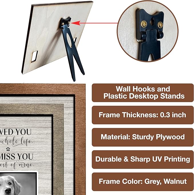 Personalized Dog Memorial Picture Frame Remembrance Gifts for Loss of Loved Dogs Collar Plaque In Loving Memory of Dogs and Cats Sympathy Gifts Pawprints Pet Decorations Hanging Wall Art Decor