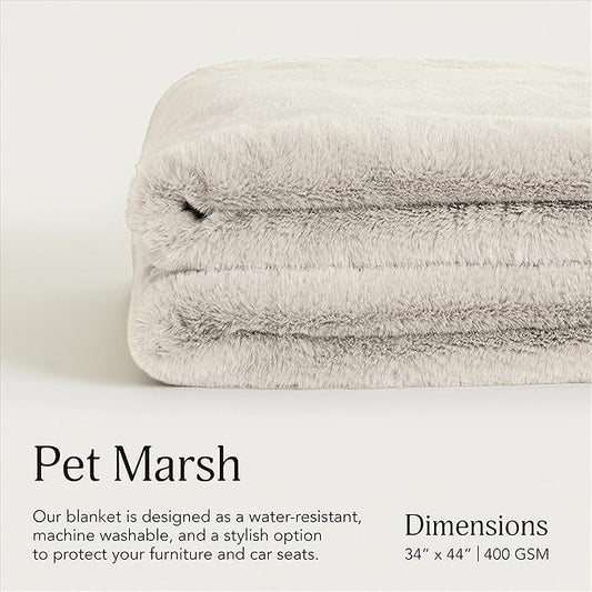 UnHide Lil’ Pet Marsh – Faux Fur Pet Blanket – Extra Soft, Lightweight, Washable Dog Blanket – Comfort and Protection for Couch, Crate, or Bed – Snow White 34 x 44