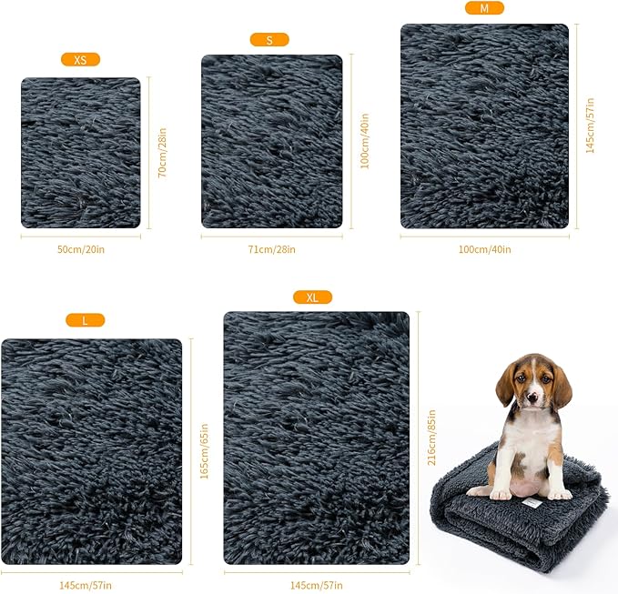 Waterproof Dog Calming Blanket Gray Pet Throw Blankets for Dogs Cats Fluffy Long Faux Fur Puppy Couch Cover Reversible Love Bed Mat Washable(Gray,S-40x28in)