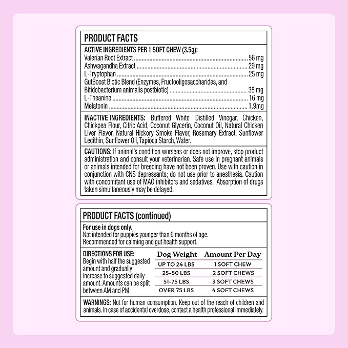WellJoy Dog Supplement Calming+ GutBoost | Dog Health Supplement | Promotes Relaxation & Calmness | Dual-Benefit GutBoost Formulation | Vet Formulated | USA Made | Chicken Flavor | 90 Soft Chews