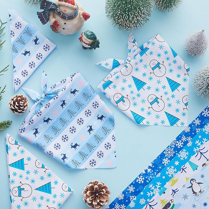 Abbylike 100 Pcs Winter Dog Bandanas Bulk Snowflake Bandanas for Dogs Triangle Kerchief Bibs Scarf Set for Pet Xmas Costume Photo Props Accessories Pet Shops Groomer, 25 Styles (19.7 x 13.8 x 13.8)