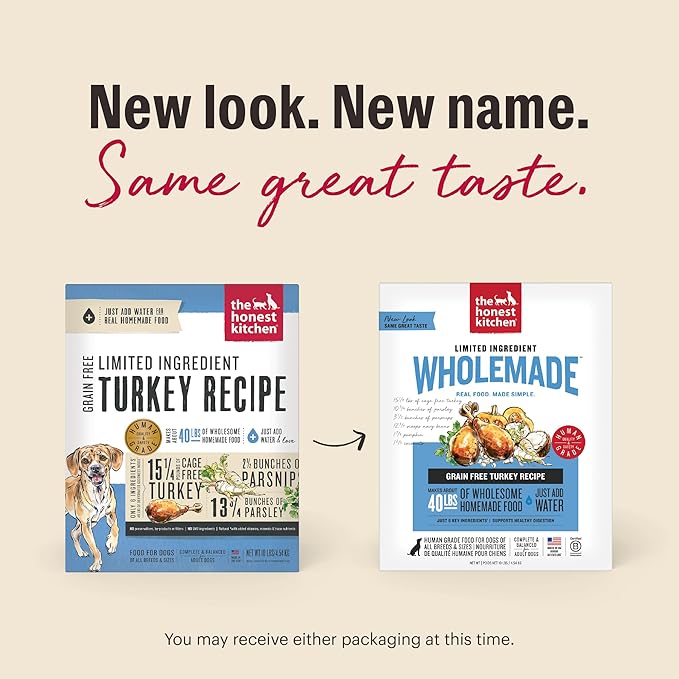 The Honest Kitchen Wholemade™ Dehydrated Limited Ingredient Turkey Dog Food, 4 lb Box