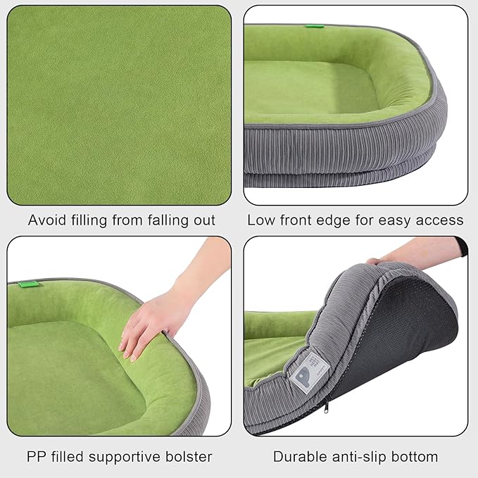 Orthopedic Dog Bed for Large Dogs Sofa Bed with Egg Crate Foam Dog Couch Bed with Four-Sided Bolster, Removable Cover & Non-Slip Bottom L