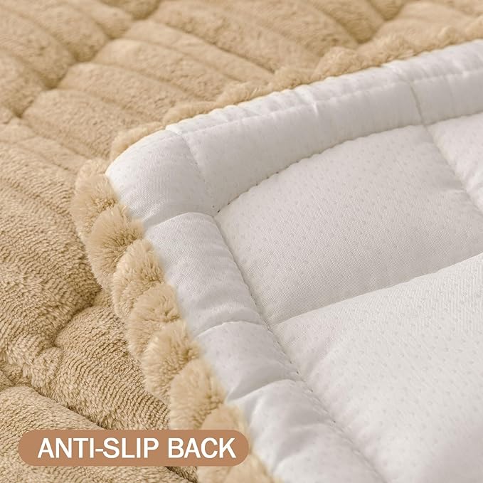 Smiry Couch Cover for Dogs Washable, Non Slip Fuzzy Pet Couch Covers for 3 Cushion Sofa Pet Friendly, Thick Soft Sofa Slipcovers Cushion Protector (Camel, 27.6" x 47")