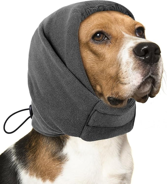 AOFITEE Dog Calming Hoodie - Anti-Slip Dog Ear Muffs Cover for Noise Anxiety, No Shake Ear Wrap for Dogs Hematoma, Adjustable Dogs Headband for Grooming, Fireworks, Thunderstorms, Grey S