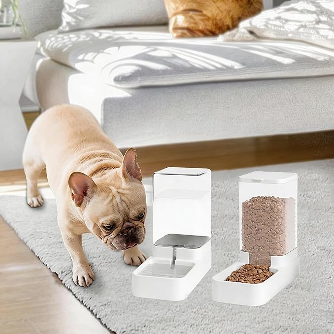 Automatic Cat Feeder and Water Dispenser Set, Automatic Dog Feeder and Dog Water Dispenser for Dogs Cats Pets Animals Large Capacity