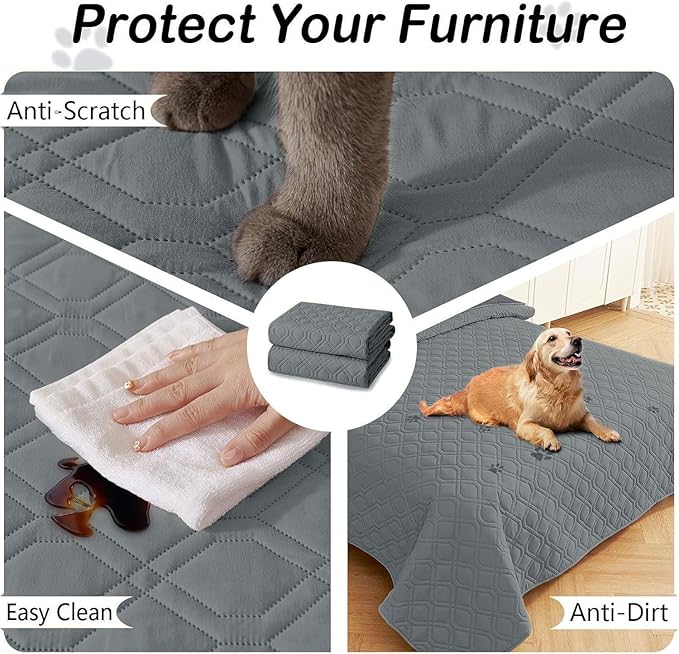 hyha Waterproof Dog Bed Blanket, Soft Pet Blankets, Waterproof Couch Cover for Dogs, Reversible Sofa Covers Washable for Furniture (82x102 Inch, Dark Grey/Dark Grey)
