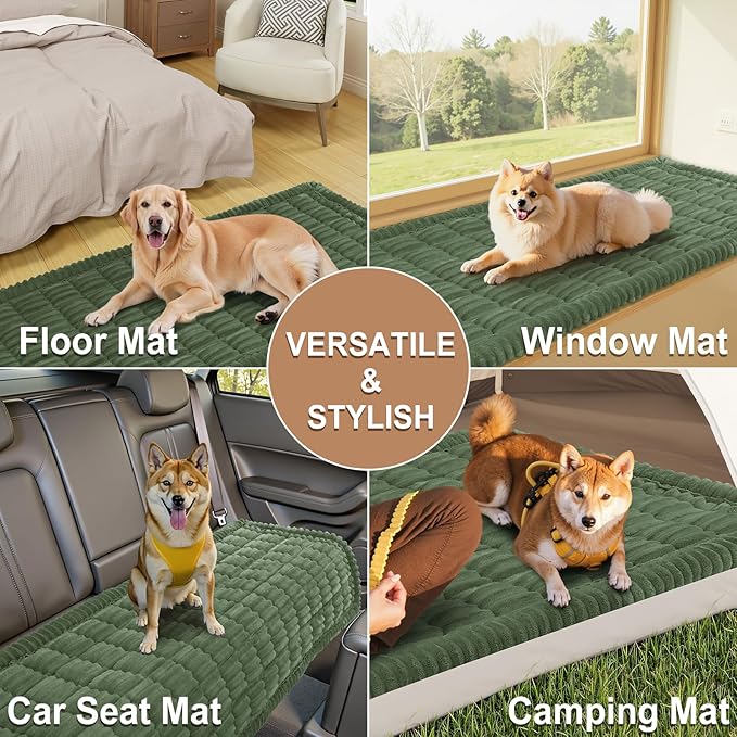 Smiry Couch Cover for Dogs Washable, Non Slip Fuzzy Pet Couch Covers for 3 Cushion Sofa Pet Friendly, Thick Soft Sofa Slipcovers Cushion Protector (Dark Green, 27.6" x 27.6")