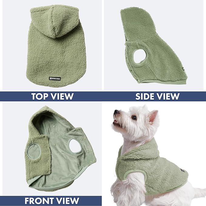 Spark Paws Fleece Dog Jacket, Hooded Sweater Vest, Warm Coat for Winter - Suitable for Small Medium Large XL XXL Breeds - Light Green - 4XL