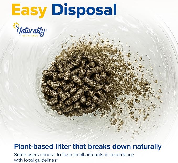 Naturally Non Allergic Pellet Clumping Cat Litter - 100% Natural Sunflower Hulls, Sunflower Scent, 22 lb