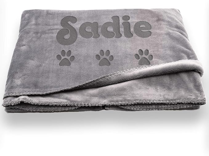 Custom Catch Personalized Dog Blanket - Gray or Beige - Extra Large