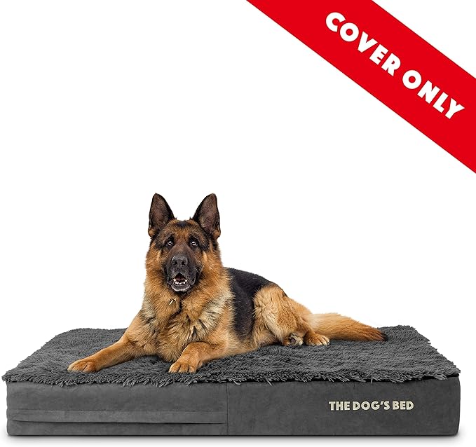 The Dog's Bed Replacement Outer Cover ONLY (Outer Cover ONLY - NO Bed, NO Waterproof Inner) for The Dog's Bed, Washable Oxford Fabric, Extra Large 6 Inches (Grey Faux Fur)