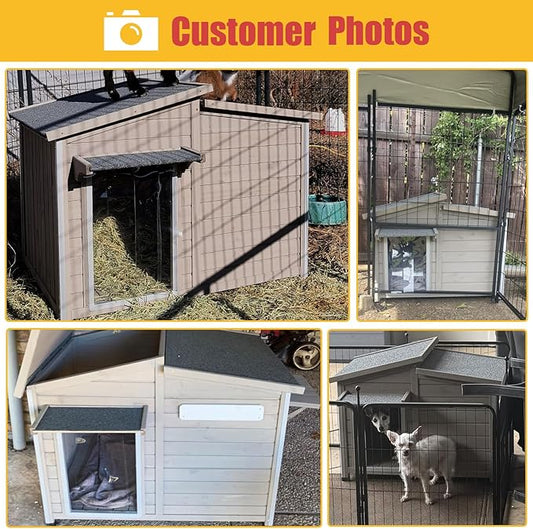 43" L Outdoor Extra Large Dog House with Removable Floor, Raised Feet, Anti-Chewing Iron Frame – Wooden Kennel with Asphalt Roof, Window for Indoor/Outdoor Use, Ideal for Medium to Large Dogs