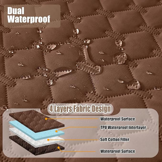 Smiry Waterproof Dog Bed Cover Blanket, Soft Reversible Pet Blanket, Washable Leakproof Cats Dogs Couch Cover for Sofa, Couch, Furniture, Plaid (82x102 Inch, Brown/Chocolate)