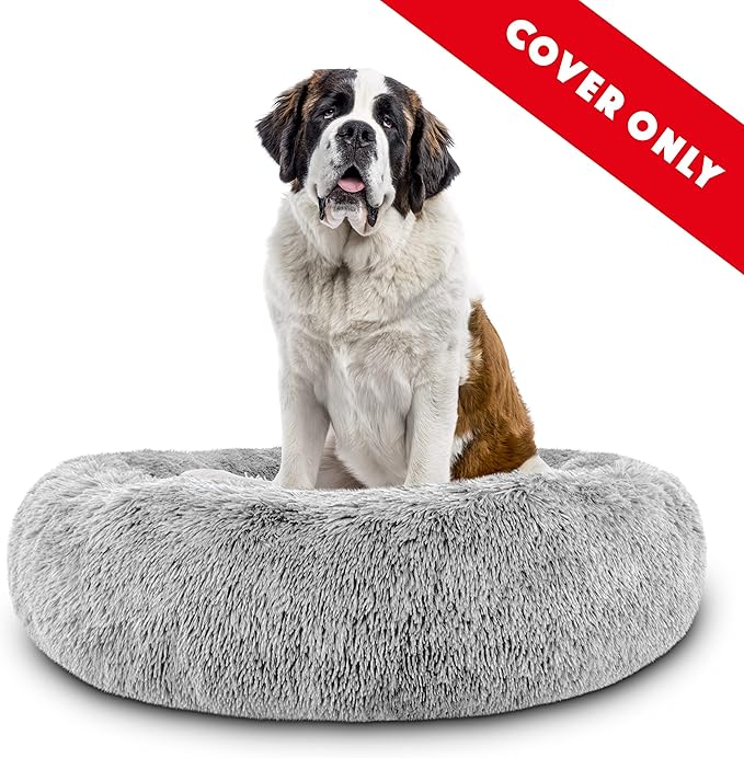 The Dog's Bed Replacement Cover ONLY for The Dog’s Bed Sound Sleep Donut Dog Bed, Silver Grey Fur XXL, Veterinary Approved