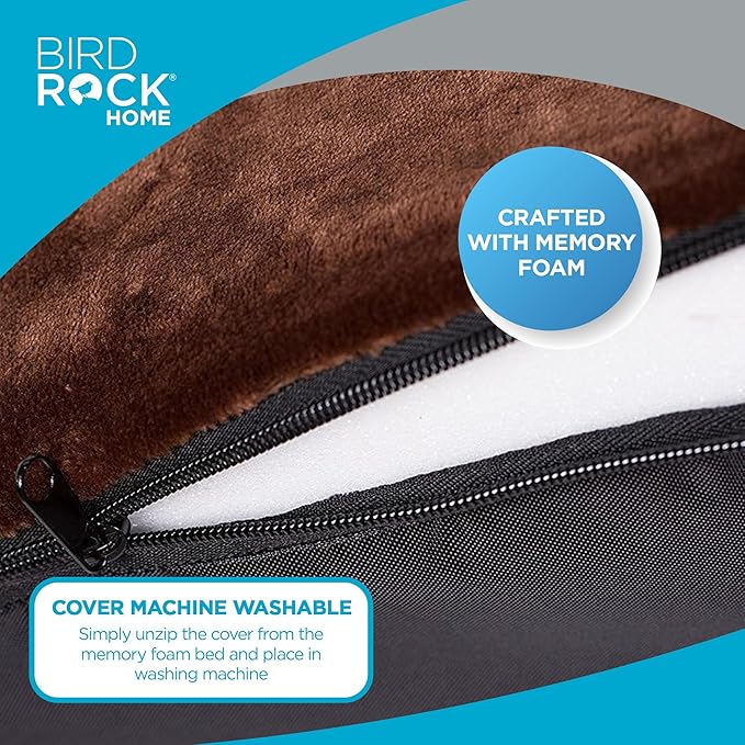BIRDROCK HOME Memory 3" Memory Dog Bed | Ultra Soft Plush Pet Bed | Pet Mat (34 x 22, Brown)