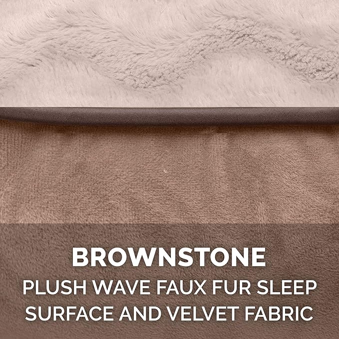 Furhaven Replacement Dog Bed Cover Perfect Comfort Plush & Velvet Waves Sofa-Style, Machine Washable - Brownstone, Large