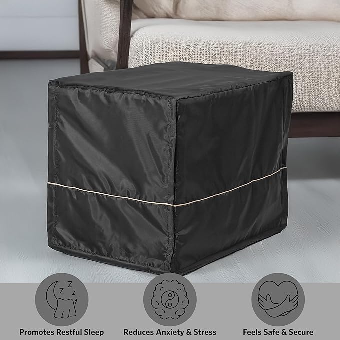 MidWest Homes for Pets Small Dog Crate Cover, Black Polyester Privacy Kennel Cover Fits Most 24-inch Crates, Machine Washable, Reduces Barking & Chewing