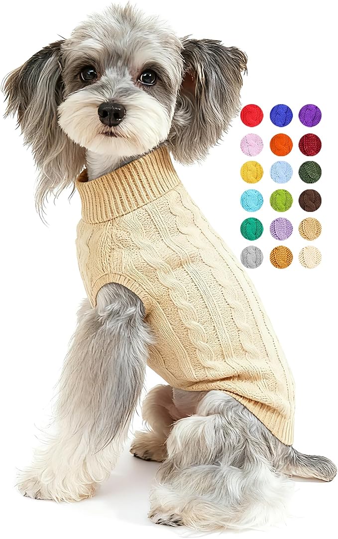 Dog Sweater for Small Medium Large Dogs - Warm Winter Turtleneck Knit Dog Sweaters Soft Pet Cat Clothes Christmas Coat Indoor Outdoor Use for Puppy Kitten Male Female Girl Boy Pets