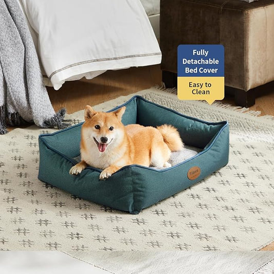 Orthopedic Dog Beds for Medium Dogs, Durable Egg Crate Foam Sofa Dog Bed wit Washable Removable Cover,Waterproof Lining,Pet Bed for Large Dogs (Olive Green, 26.4" L x 21.7" W x 6.2" Th)