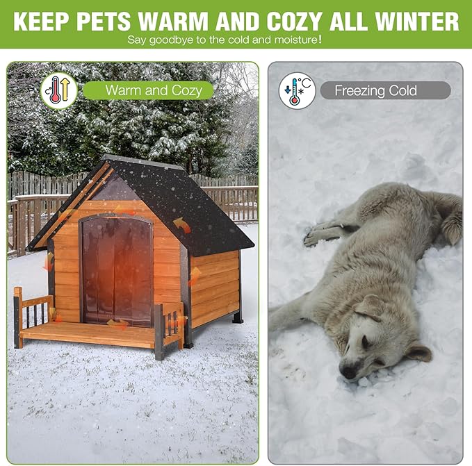 Large Heated Dog House Outdoor XL Insulated Dog House Weatherproof Dog Kennel (Outdoor Dog House (Standard Model), Extra Large Insulated Dog House (AIR80-XL))